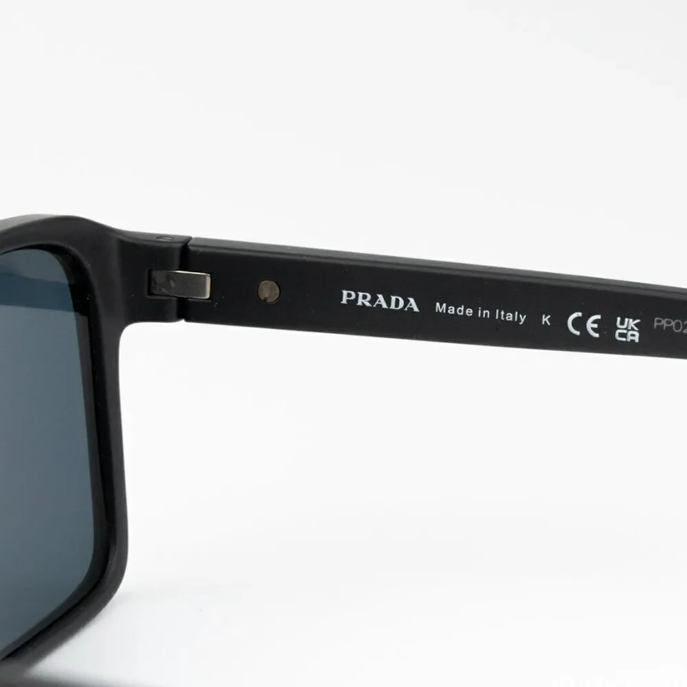 NEW Prada Linea Rossa PS05YS UFK05U Grey Rubber Blue Rectangle Unisex Sunglasses